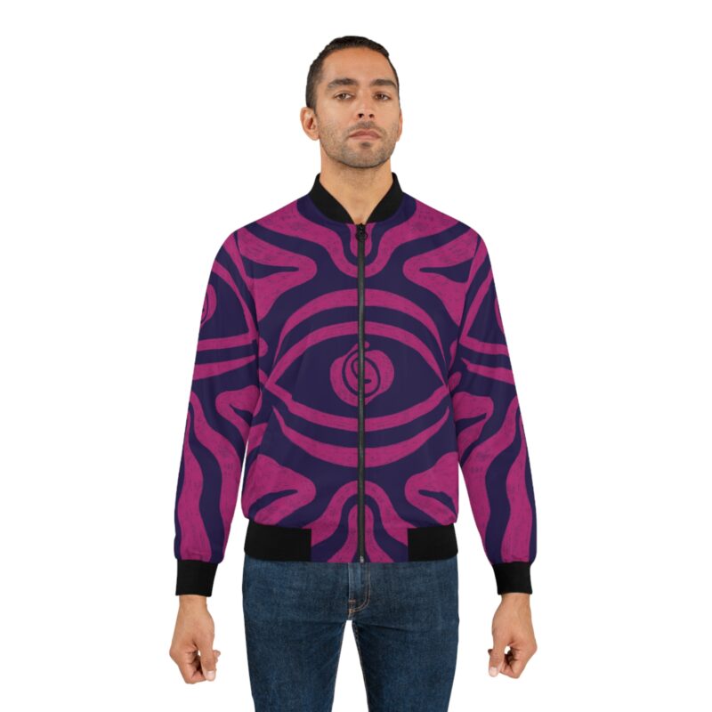 Men's Bomber Jacket with Eye Design - Unique Streetwear for Bold Style
