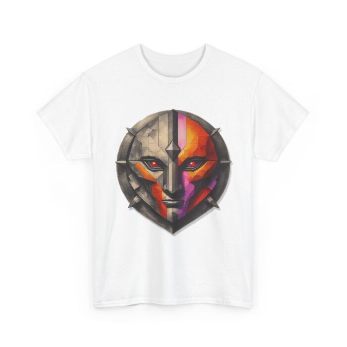 Unisex Heavy Cotton Tee - Fierce Mask Design, Bold & Vibrant Graphic Tee for Gamers & Anime Lovers - Image 4