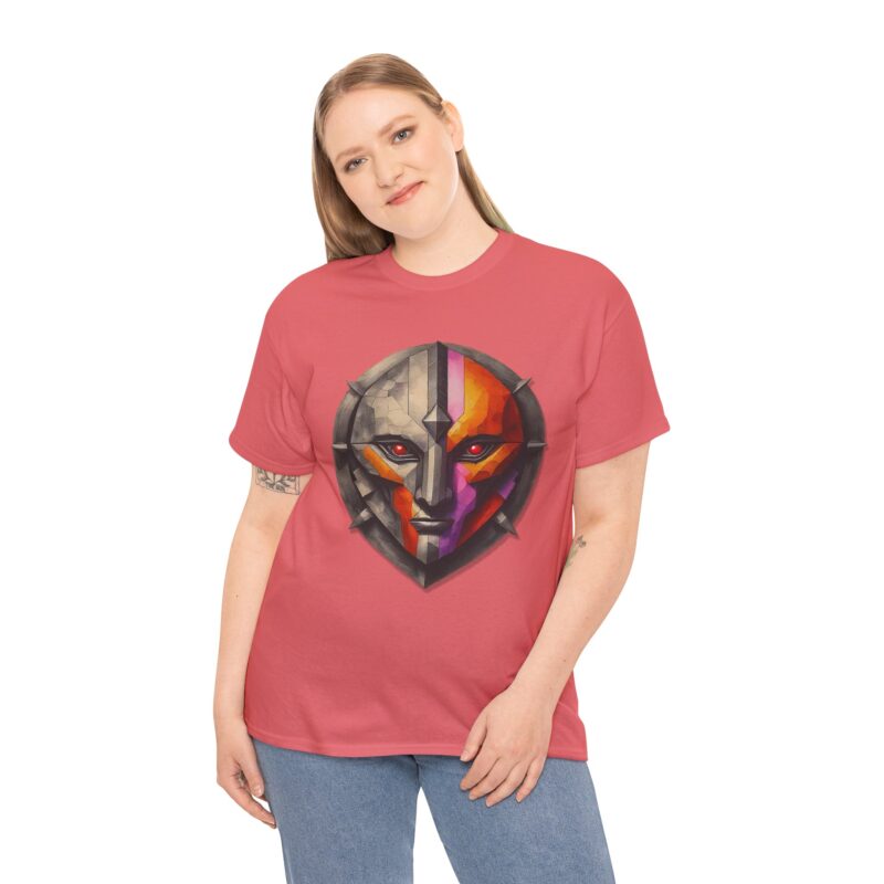 Unisex Heavy Cotton Tee - Fierce Mask Design, Bold & Vibrant Graphic Tee for Gamers & Anime Lovers