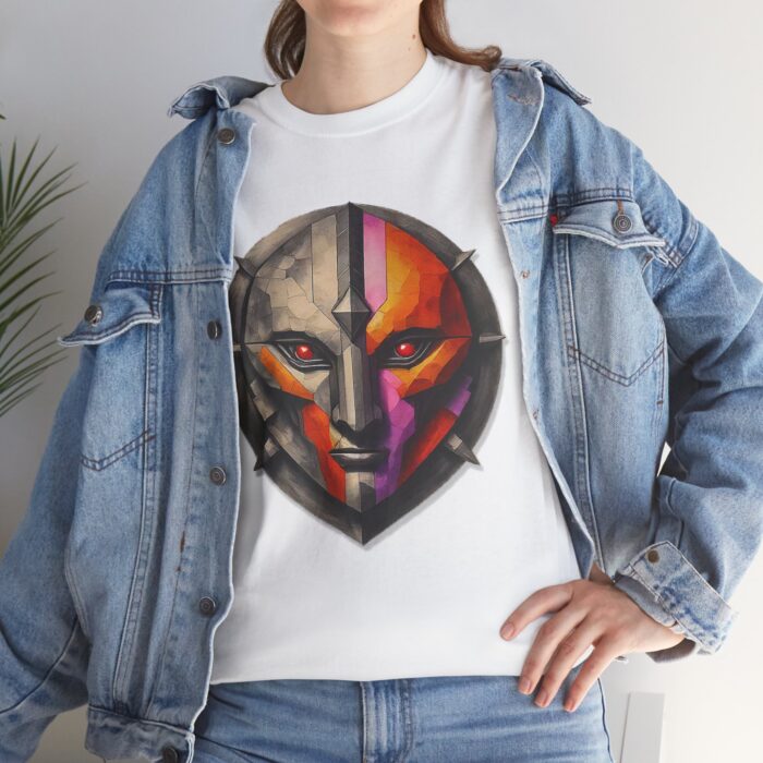 Unisex Heavy Cotton Tee - Fierce Mask Design, Bold & Vibrant Graphic Tee for Gamers & Anime Lovers - Image 8