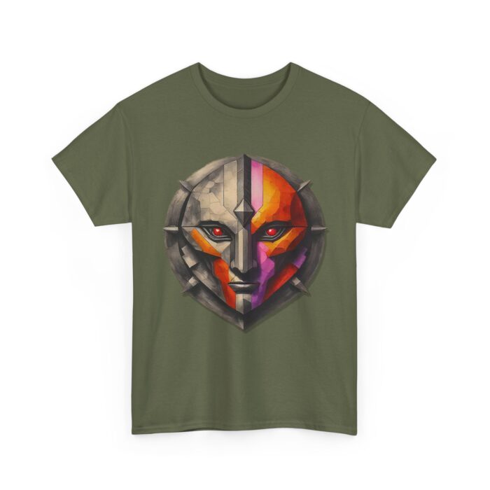 Unisex Heavy Cotton Tee - Fierce Mask Design, Bold & Vibrant Graphic Tee for Gamers & Anime Lovers - Image 12