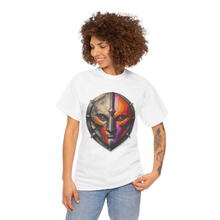Unisex Heavy Cotton Tee - Fierce Mask Design, Bold & Vibrant Graphic Tee for Gamers & Anime Lovers - Image 7