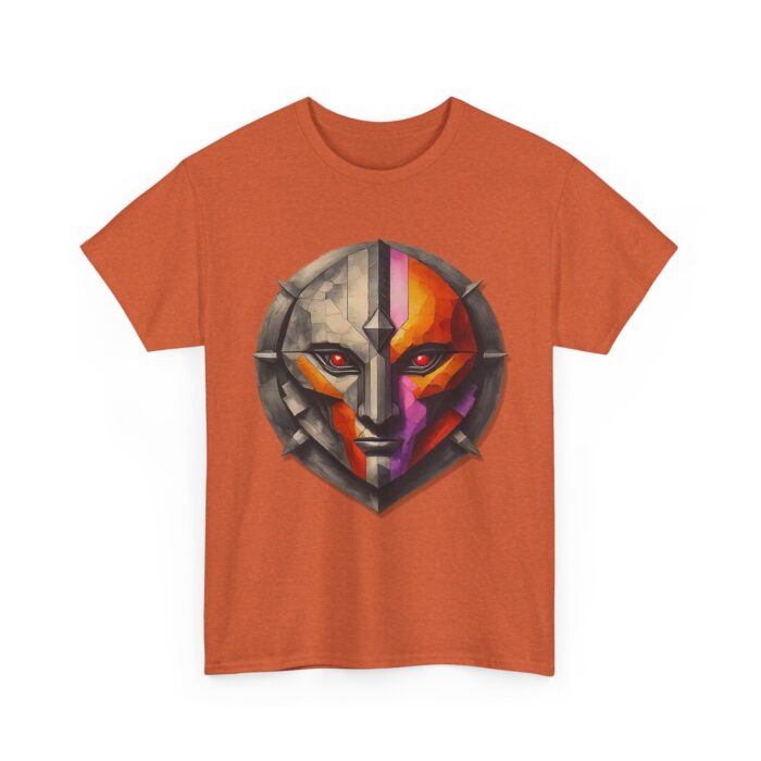 Unisex Heavy Cotton Tee - Fierce Mask Design, Bold & Vibrant Graphic Tee for Gamers & Anime Lovers - Image 9