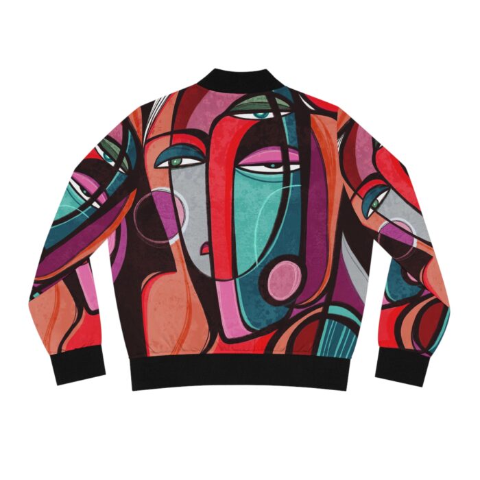 Abstract Face Women's Bomber Jacket - Chic Street Style for Everyday Wear - Image 3