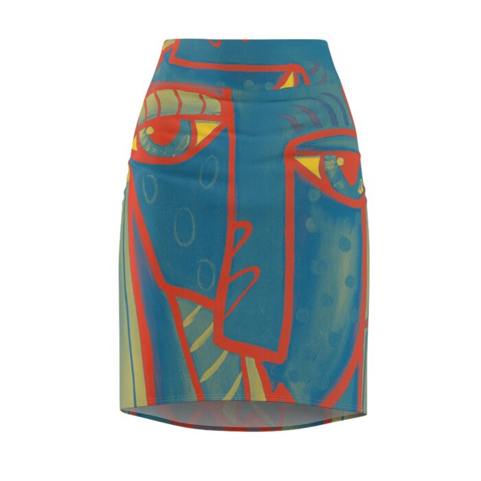 Artistic Abstract Women's Pencil Skirt - Unique Colorful Design - Image 2