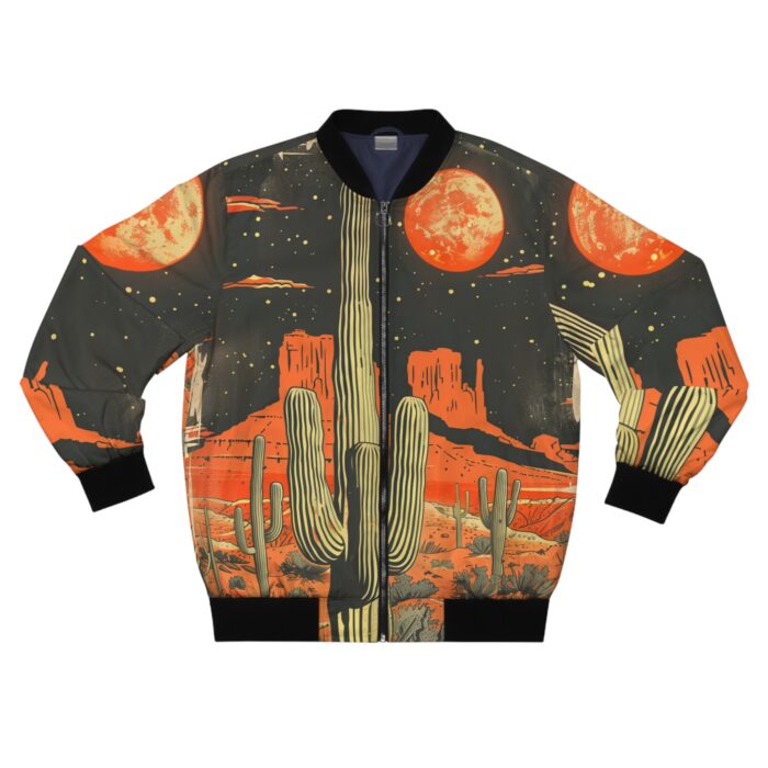 Men's Cactus Graphic Bomber Jacket - Retro Desert Vibes - Image 2