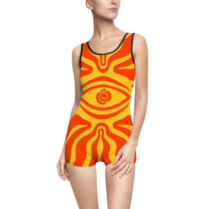 Vibrant Vintage Swimsuit for Women - Retro Eye Design, Perfect for Summer Fun