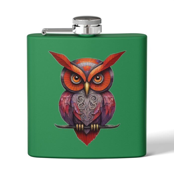 Vibrant Owl Flask, Unique Gift for Hikers, Nature Lovers, Adventure Enthusiasts, Camping Accessory, Personalized Gift Idea - Image 2