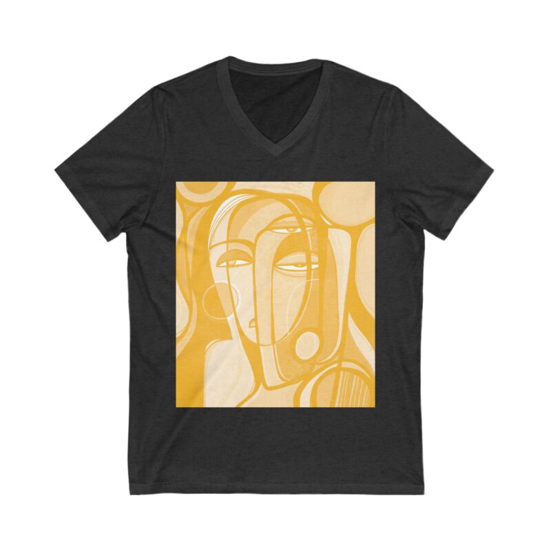 Stylish V-Neck Tee with Abstract Design, Trendy Art Shirt, Gift for Art Lovers, Casual Wear, Unique Fashion Piece