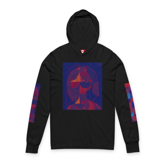 Artistic Unisex Hooded Long Sleeve Tee, Trendy Graphic Hoodie, Casual Streetwear, Unique Artwear, Perfect Gift for Art Lovers (White And Black) - Image 3