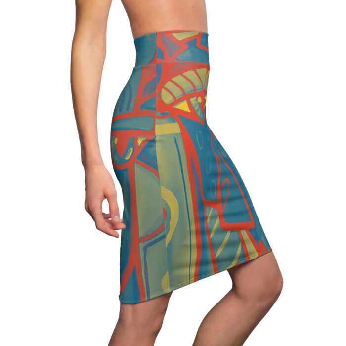 Artistic Abstract Women's Pencil Skirt - Unique Colorful Design - Image 6