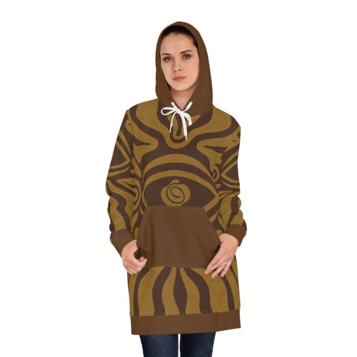 Coffee Brown Bohemian Eye Design Women's Hoodie Dress - Cozy and Stylish for Casual Wear