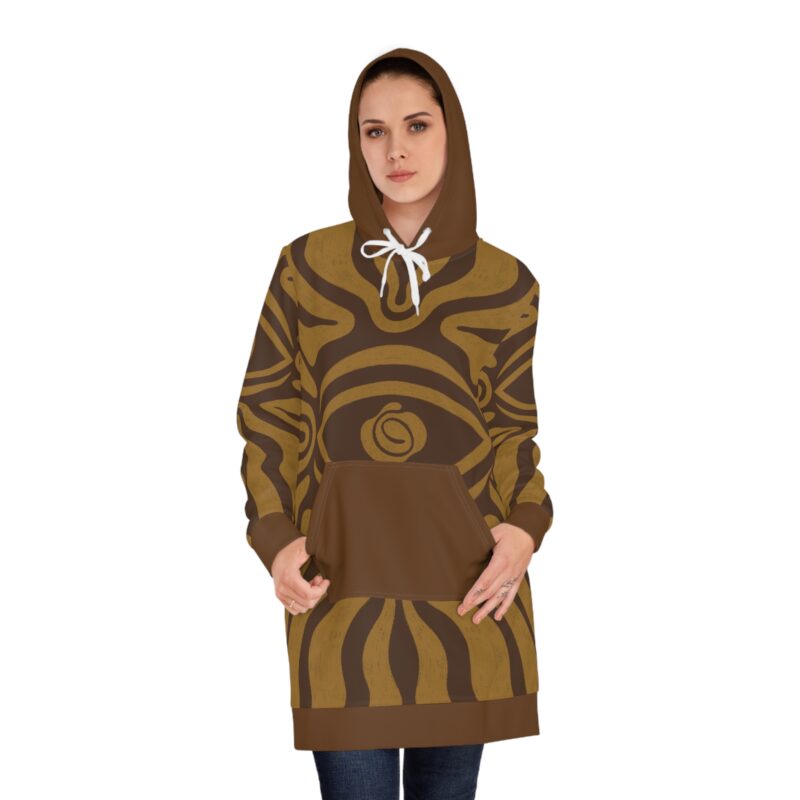 Coffee Brown Bohemian Eye Design Women's Hoodie Dress - Cozy and Stylish for Casual Wear
