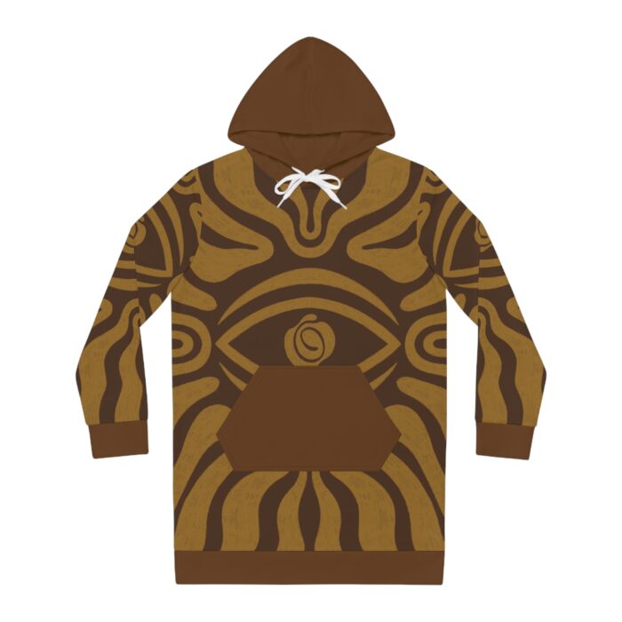 Coffee Brown Bohemian Eye Design Women's Hoodie Dress - Cozy and Stylish for Casual Wear - Image 2