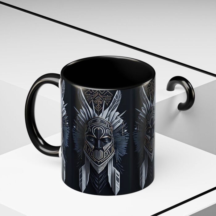 Tribal Warrior Accent Mug - Unique Coffee Cup for Art Lovers, Gift for Him/Her, Boho Home Decor, Black and White Art - Image 6