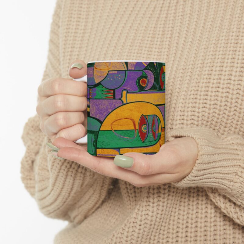 Vibrant Abstract Ceramic Mug, Colorful Coffee Cup, Modern Art Drinkware, Unique Gift for Art Lovers, Home Decor, Birthday Present