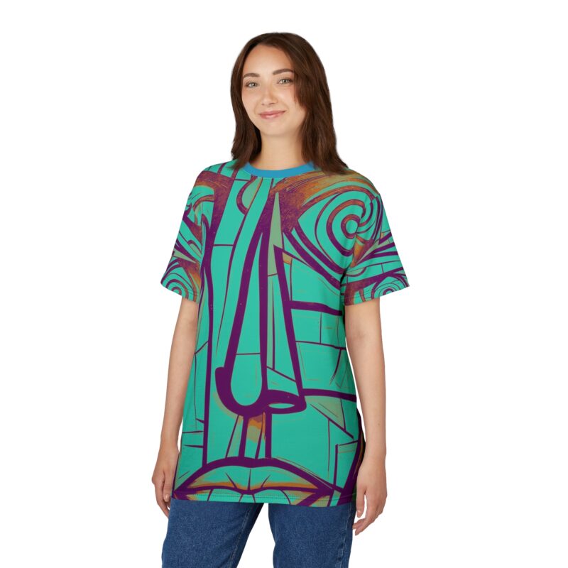 Artistic Unisex Tee - Unique AOP T-Shirt, Abstract Face Design, Gifts for Art Lovers, Casual Wear, Summer Vibes