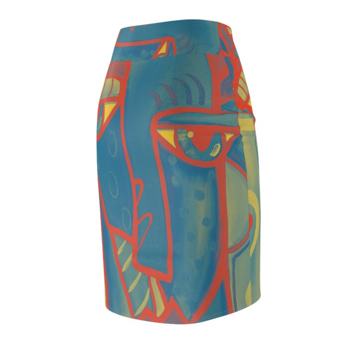 Artistic Abstract Women's Pencil Skirt - Unique Colorful Design - Image 5