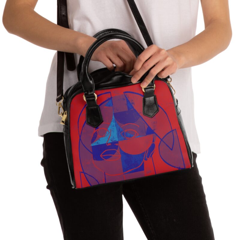 Artistic Shoulder Handbag - Bold Abstract Design, Stylish Handbag, Unique Everyday Tote, Gift for Her, Fashionable Art Accessory