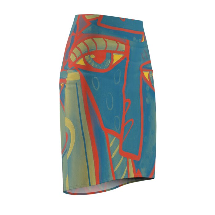 Artistic Abstract Women's Pencil Skirt - Unique Colorful Design - Image 4
