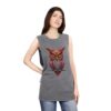Dark Stonewash Tank Top with Artistic Owl Design | Unisex Vintage Graphic Tee