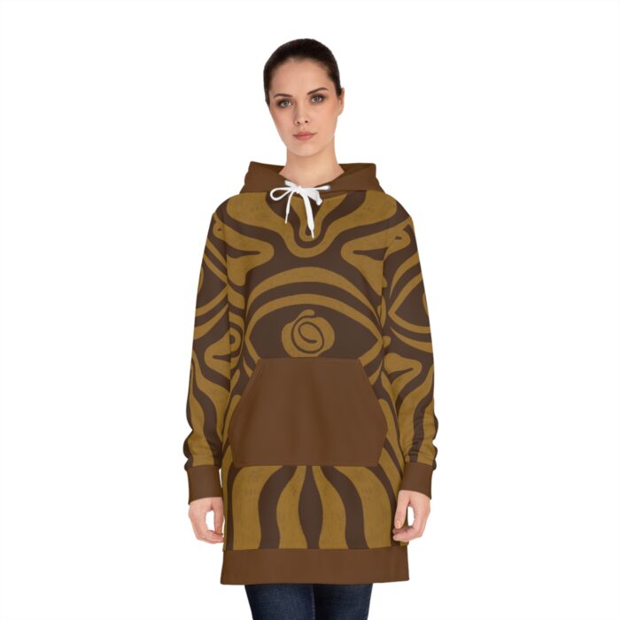 Coffee Brown Bohemian Eye Design Women's Hoodie Dress - Cozy and Stylish for Casual Wear - Image 4