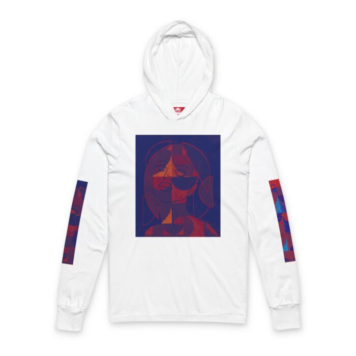 Artistic Unisex Hooded Long Sleeve Tee, Trendy Graphic Hoodie, Casual Streetwear, Unique Artwear, Perfect Gift for Art Lovers (White And Black)