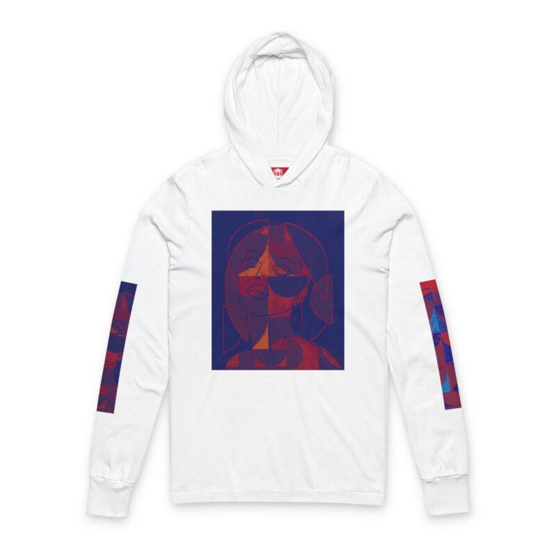 Artistic Unisex Hooded Long Sleeve Tee, Trendy Graphic Hoodie, Casual Streetwear, Unique Artwear, Perfect Gift for Art Lovers (White And Black)