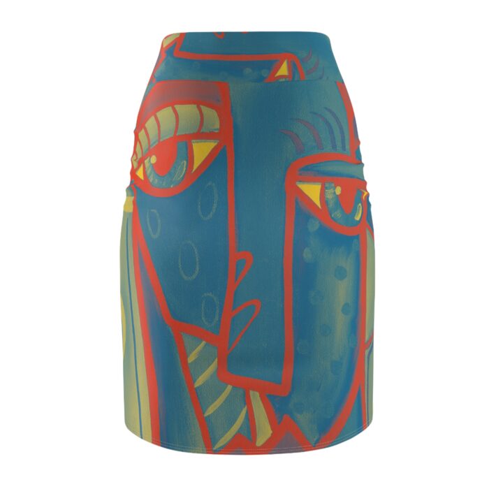 Artistic Abstract Women's Pencil Skirt - Unique Colorful Design - Image 3