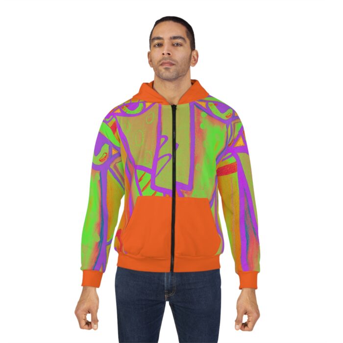 Colorful Artistic Unisex Zip Hoodie - Vibrant Abstract Design - Image 4
