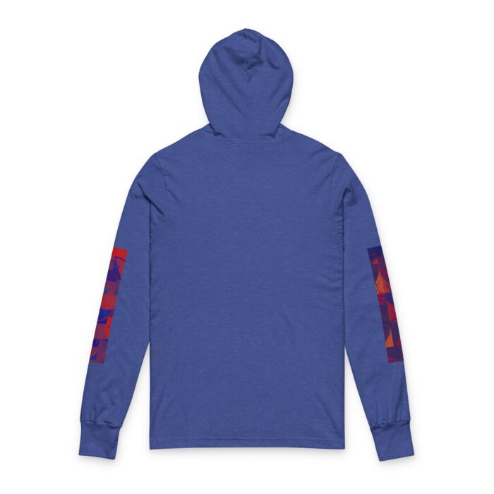 Artistic Unisex Hooded Long Sleeve Tee, Trendy Graphic Hoodie, Casual Streetwear, Unique Artwear, Perfect Gift for Art Lovers - (Blue And Grey) - Image 2