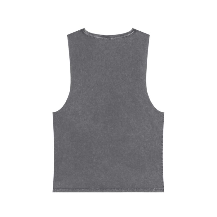 Dark Stonewash Tank Top with Artistic Owl Design | Unisex Vintage Graphic Tee - Image 4