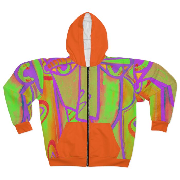 Colorful Artistic Unisex Zip Hoodie - Vibrant Abstract Design - Image 2