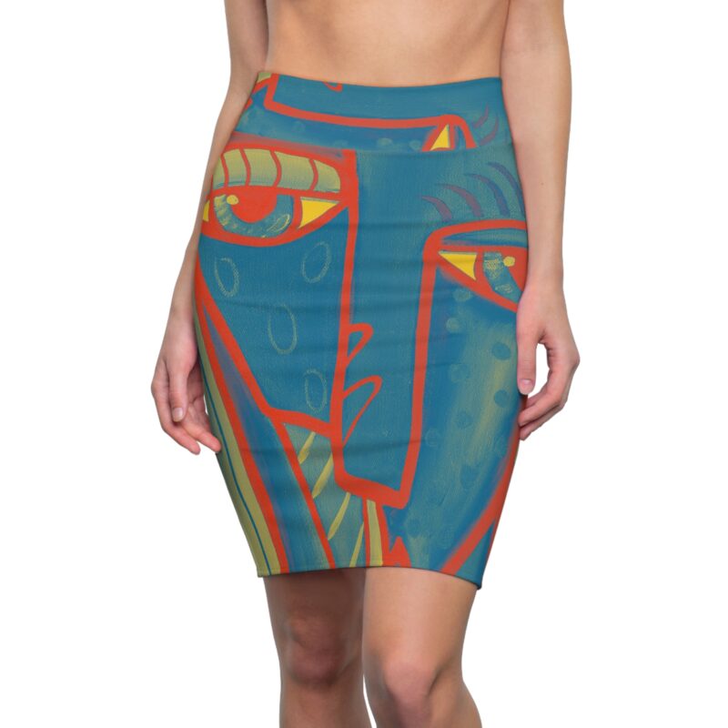 Artistic Abstract Women's Pencil Skirt - Unique Colorful Design
