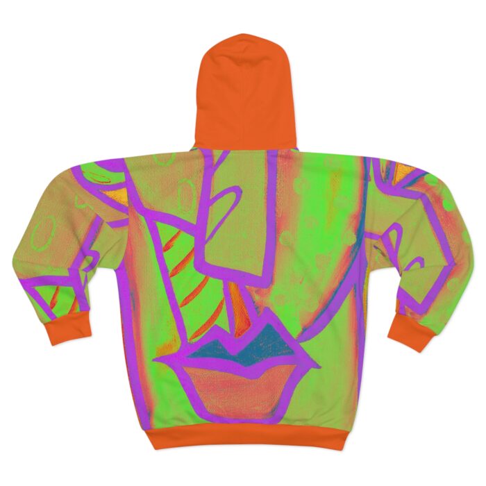 Colorful Artistic Unisex Zip Hoodie - Vibrant Abstract Design - Image 3