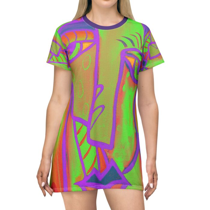 Vibrant Abstract Art T-Shirt Dress for Creative Souls