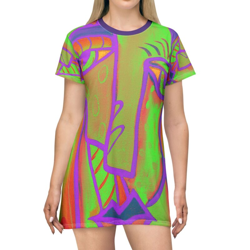 Vibrant Abstract Art T-Shirt Dress for Creative Souls