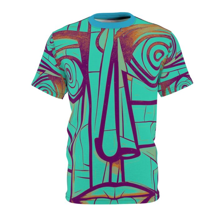 Artistic Unisex Tee - Unique AOP T-Shirt, Abstract Face Design, Gifts for Art Lovers, Casual Wear, Summer Vibes - Image 2