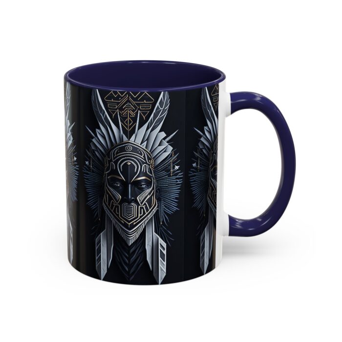 Tribal Warrior Accent Mug - Unique Coffee Cup for Art Lovers, Gift for Him/Her, Boho Home Decor, Black and White Art - Image 7