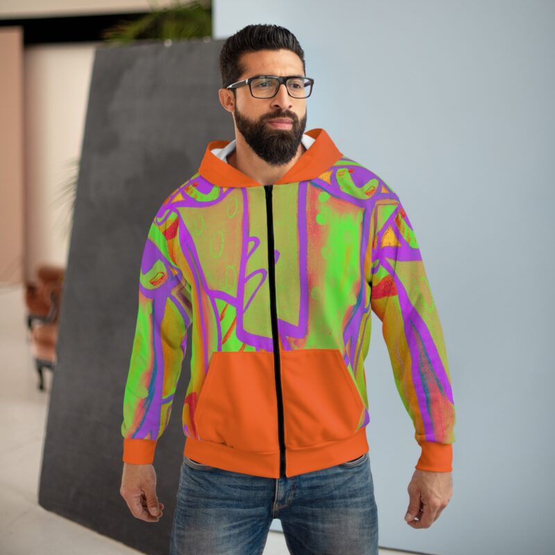 Colorful Artistic Unisex Zip Hoodie - Vibrant Abstract Design