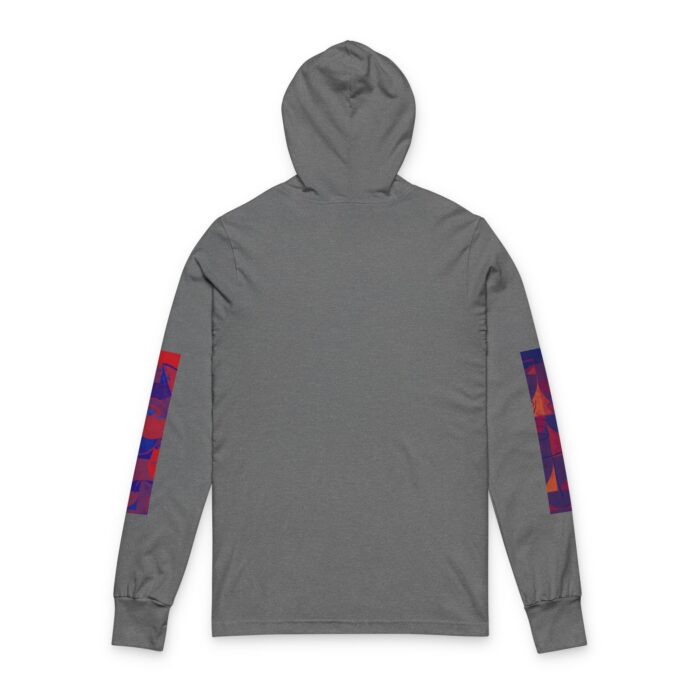 Artistic Unisex Hooded Long Sleeve Tee, Trendy Graphic Hoodie, Casual Streetwear, Unique Artwear, Perfect Gift for Art Lovers - (Blue And Grey) - Image 4