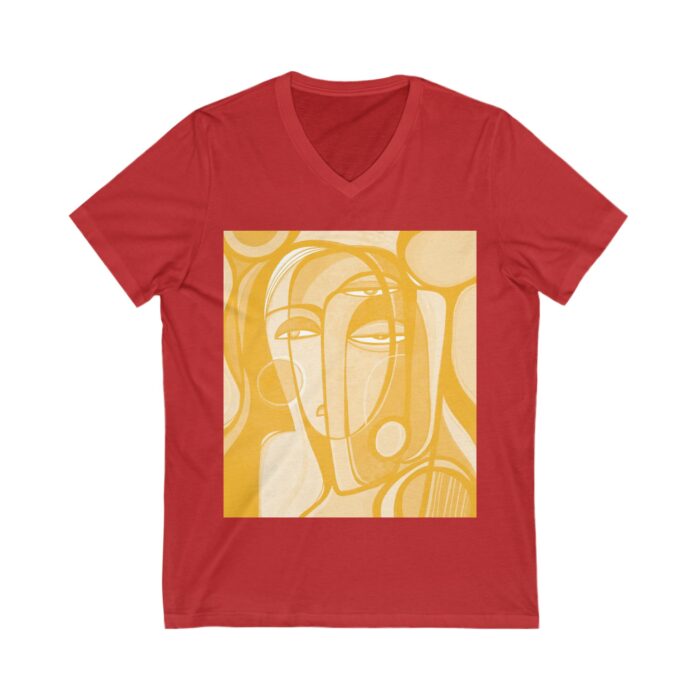 Stylish V-Neck Tee with Abstract Design, Trendy Art Shirt, Gift for Art Lovers, Casual Wear, Unique Fashion Piece - Image 7