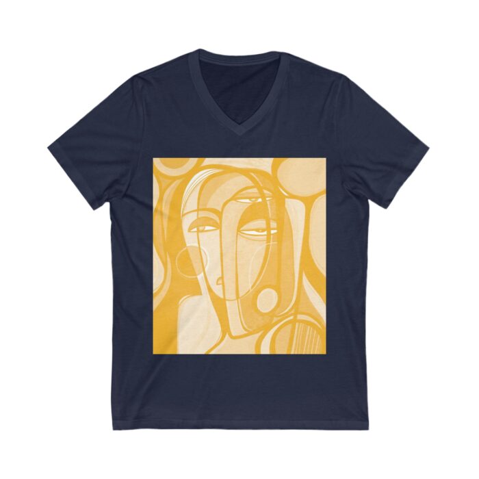 Stylish V-Neck Tee with Abstract Design, Trendy Art Shirt, Gift for Art Lovers, Casual Wear, Unique Fashion Piece - Image 3