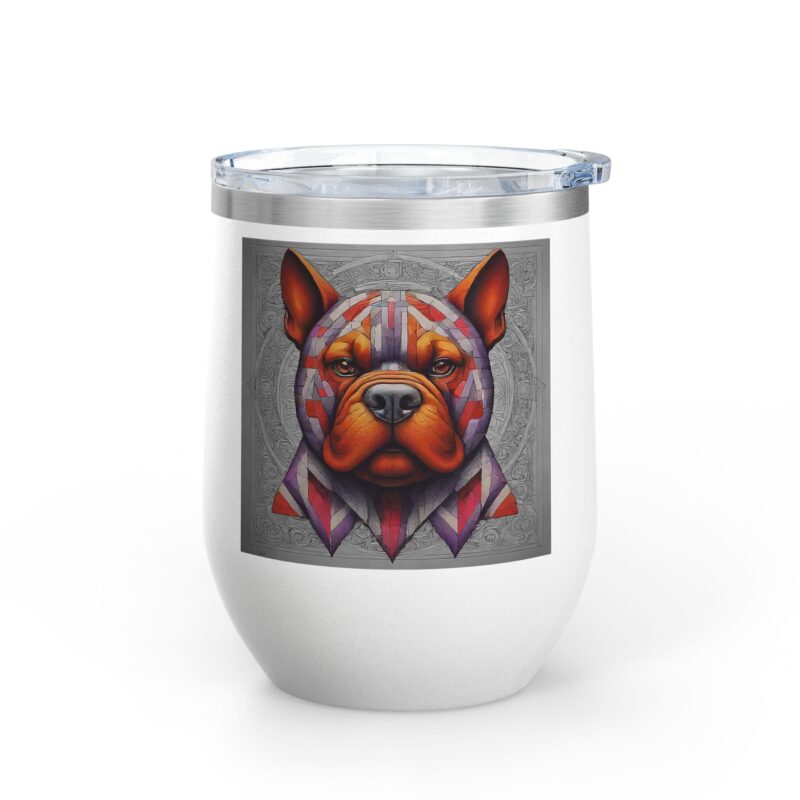 Colorful Bully Dog Wine Tumbler, 12oz, Pet Lover Gift, Unique Wine Cup, Dog-Themed Party, Personalized Dog Mug