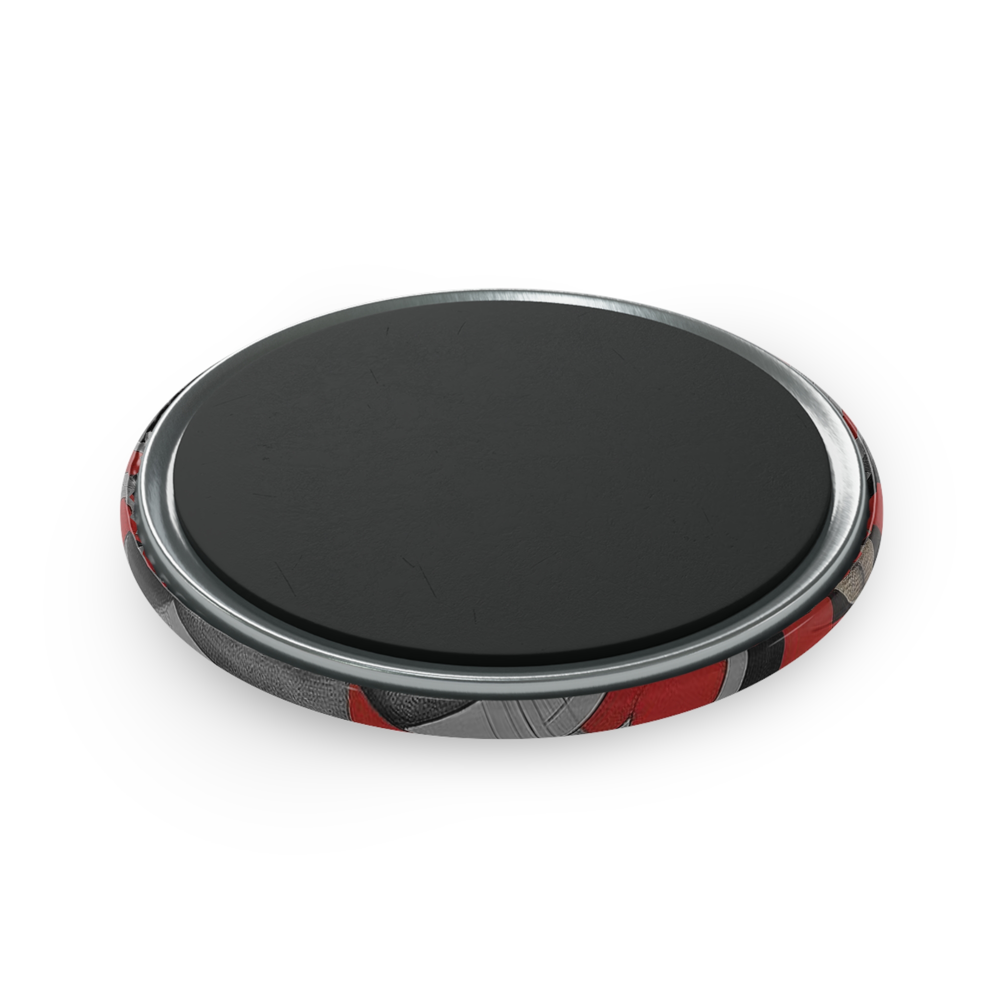 Red Geometric Face Button Magnet — Round Decorative Fridge Magnet - Image 3